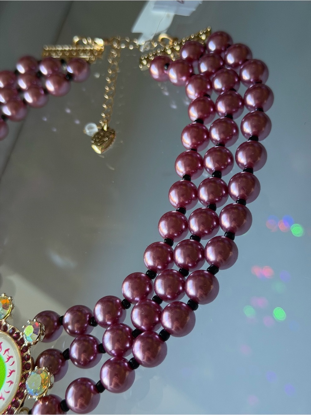RARE Betsey Johnson evil eye eyeball purple gold tone Halloween Necklace - Picture 6 of 10